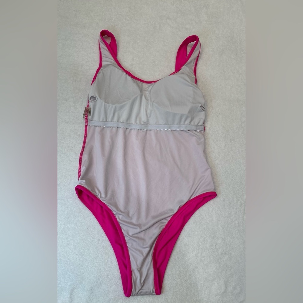 Summer Mae Hot Pink One-Piece Swimsuit Ocean View Size M Barbiecore Vibes - Picture 11 of 12